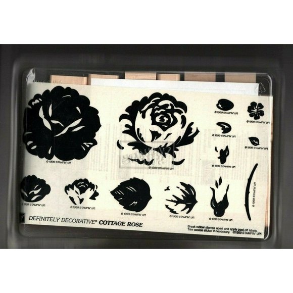 Stampin' Up Definitely Decorative Cottage Rose New Unmounted Stamps 1999 - Picture 1 of 2